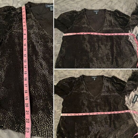 Modcloth Velvet Dot New Sheer's Eve Top Grey Black M - Picture 10 of 11